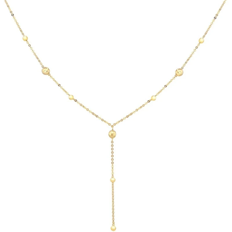 Image of Be You 9ct Gold Diamond Cut Ball Y Necklet Yellow Gold female 17-18in