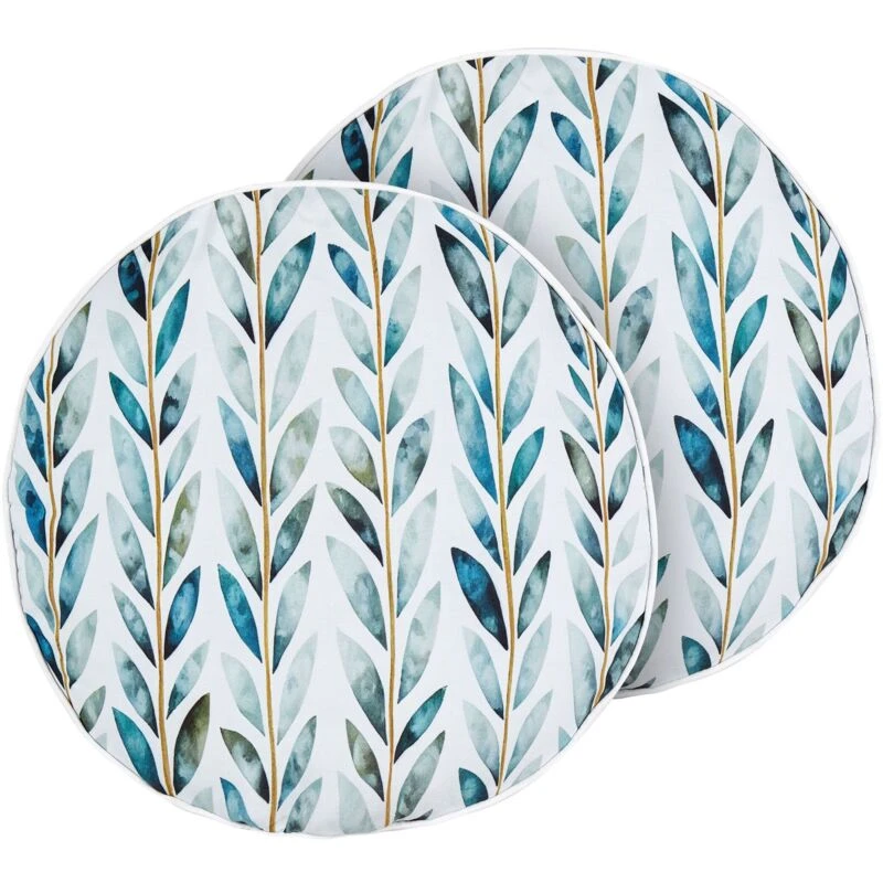 Image of Beliani Set Of 2 Outdoor Cushions Loano Plant Pattern 40 X 40 Cm Green