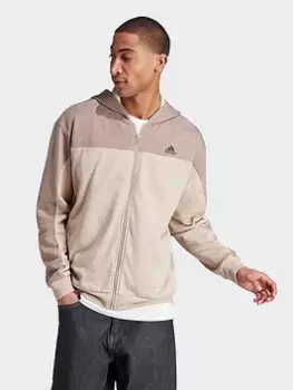 Image of adidas Melange Zip Hoodie - Beige, Beige, Size L, Men
