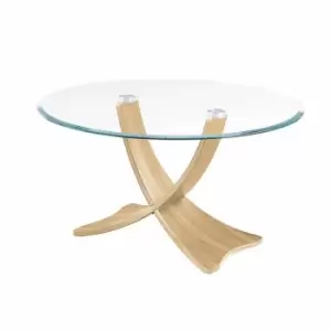 Image of Jual Siena Round Glass Coffee Table, Oak