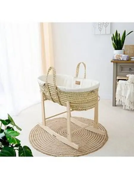 Image of Clair De Lune Clair de Lune Organic Moses Basket With Stand - One Size
