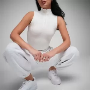 image of Missguided Rib Half Zip Bodysuit - White