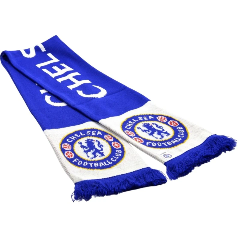 Image of Chelsea FC Mens Wordmark Knitted Scarf in Mid Blue Mid Blue Male One Size