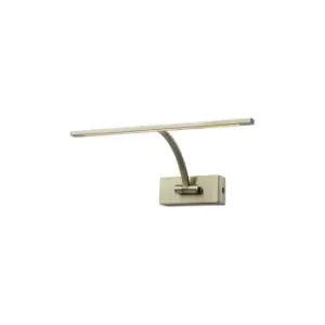 image of Walton Small 1 Arm Wall Lamp, Picturex, 6W LED, 3000K, 470lm, Antique Brass