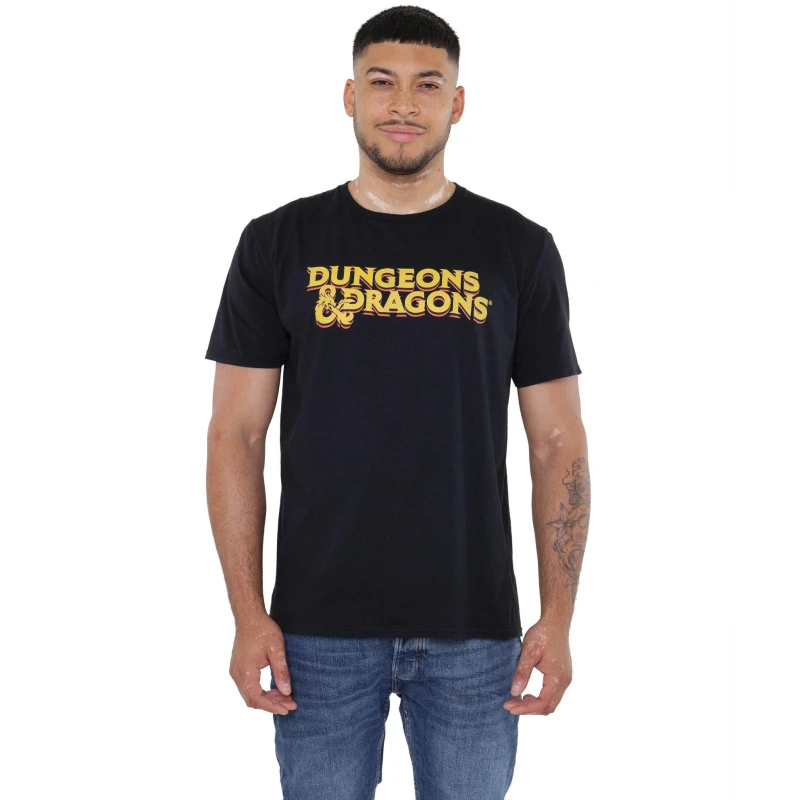 Image of Dungeons & Dragons Men Dungeons & Dragons 70's Logo Mens Mens T-Shirt Black Size: Small Black S Male 5052777735833