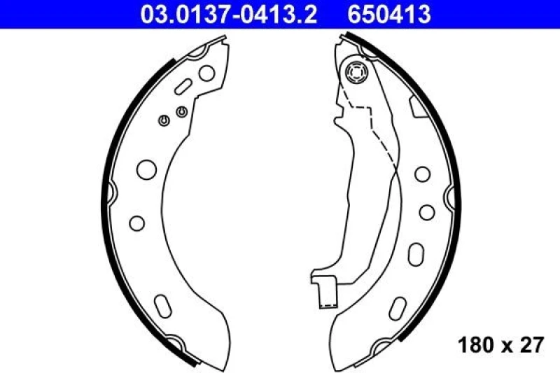 Image of ATE 03.0137-0413.2 Brake Shoes with lever Brake Shoe Set (70)