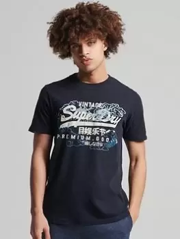 Image of Superdry Vintage Vl Graphic T-Shirt, Navy, Size 2XL, Men