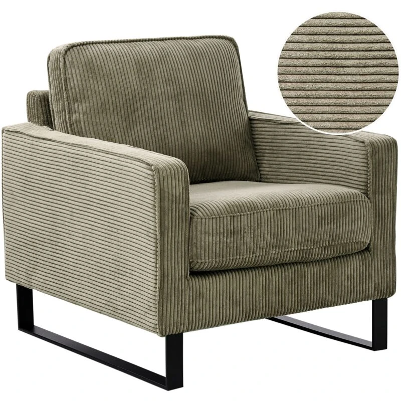 Image of Beliani Retro Armchair Vind Corduroy Green