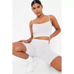 Image of I Saw It First Grey Cycling Short And Cami Crop Set - Grey