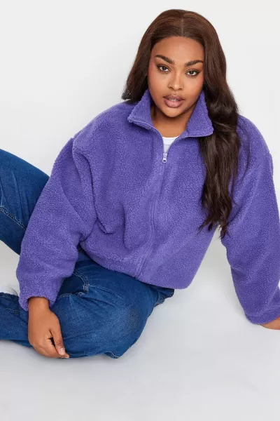 Image of Cropped Zip Borg Fleece