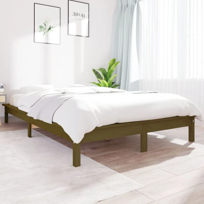 Image of Vidaxl Bed Frame Honey Brown 180X200 Cm Super King Size Solid Wood Pine, Brown 820559