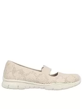 Image of Skechers Open Crochet Knit Mary Jane - Natural, Beige, Size 3, Women