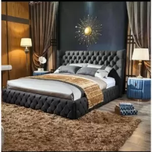 Image of Royale Upholstered Beds - Plush Velvet, Double Size Frame, Steel - Steel