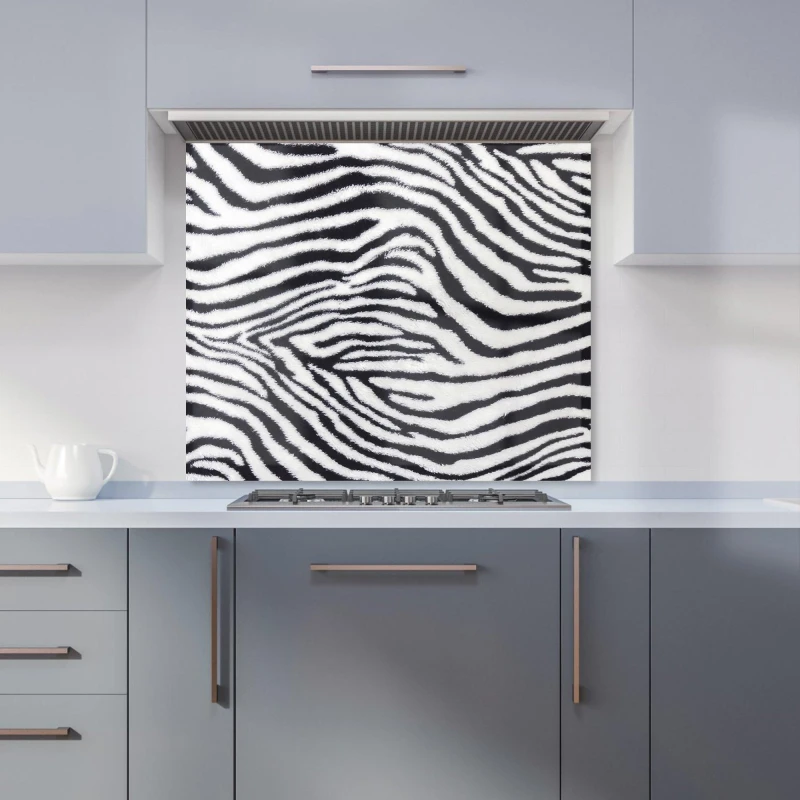 Image of Warren Reed - Designer Zebra Texture Pattern Kitchen Splashback in Grey Size: 700mm x 650mm Grey Unisex 700mm x 650mm