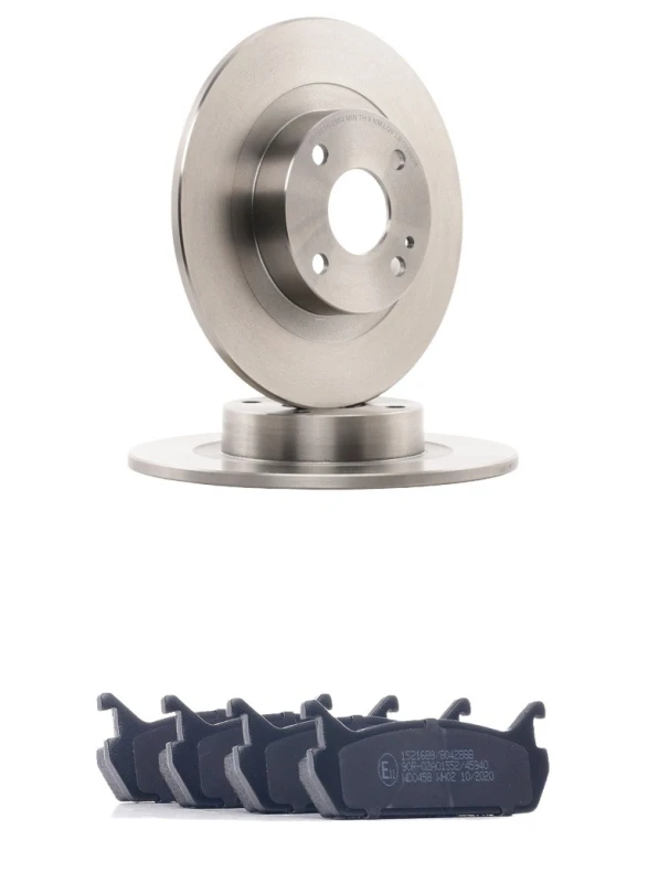 Image of RIDEX 3405B2242 Brake disc and pads set Rear Axle, Brake Disc Type: Solid, excl. wear warning contact Brake Set,disc brakes (3405)