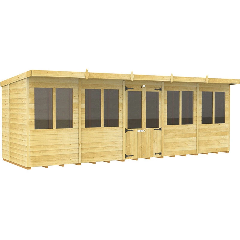 Image of Flat Pack Sheds DIY Sheds 20 x 5 Pent Summer House, Brown 20X5PSHFF