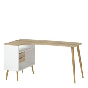 image of Ebru Matt white oak effect Painted 2 Drawer Desk (H)758mm (W)1451mm (D)810mm