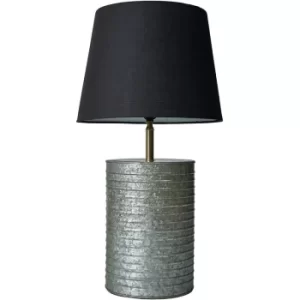 image of Zinc Metal Barrel Table Lamp with Large Lampshade