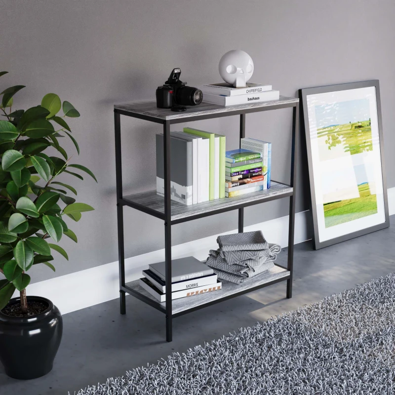 Image of Lassic Vida Designs Brooklyn 3 Tier Bookcase Grey unisex 3 Tier
