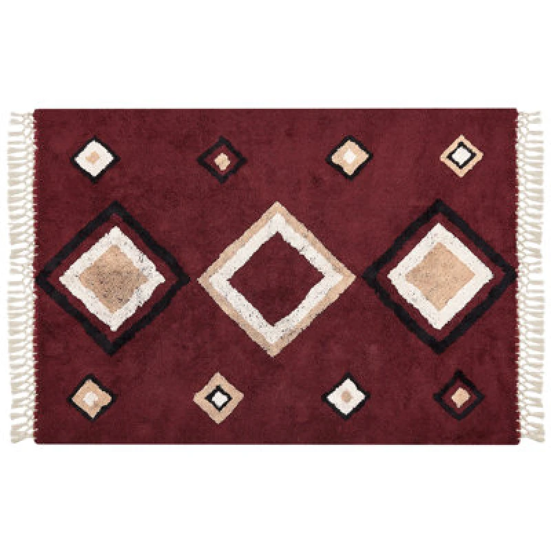 Image of Beliani Rug Siirt Red 160 X 230 Cm Cotton