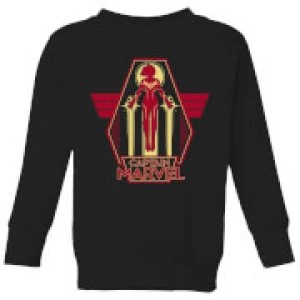 Image of Captain Marvel Flying Warrior Kids Sweatshirt - Black - 11-12 Years