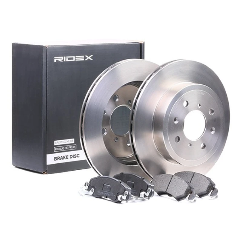 Image of RIDEX 3405B0145 Brake disc and pads set Front Axle, Brake Disc Type: Vented Brake Set,disc brakes (3405)