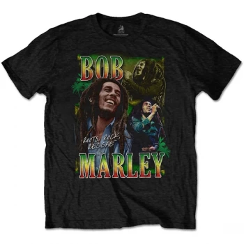 Image of Bob Marley - Roots, Rock, Reggae Homage Unisex Large T-Shirt - Black