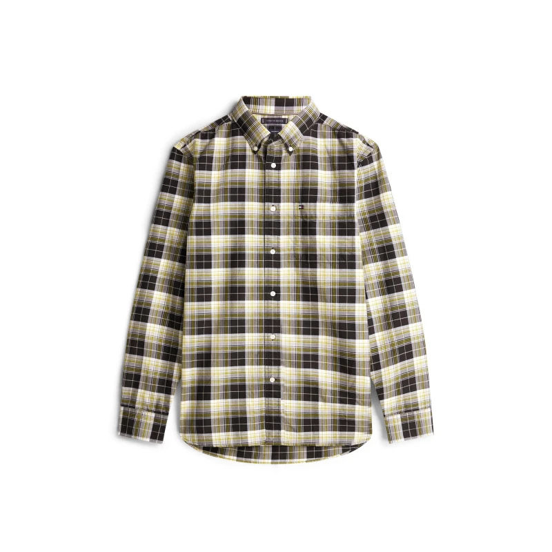 Image of Tommy Hilfiger Mens Check Oxford Long Sleeve Patterned Shirt Black / Check male S