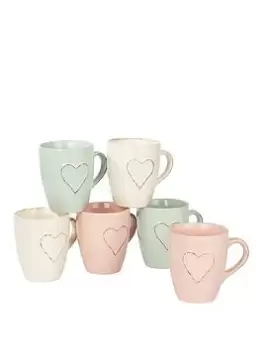 Image of Set Of 6 Heritage Heart Mug Set