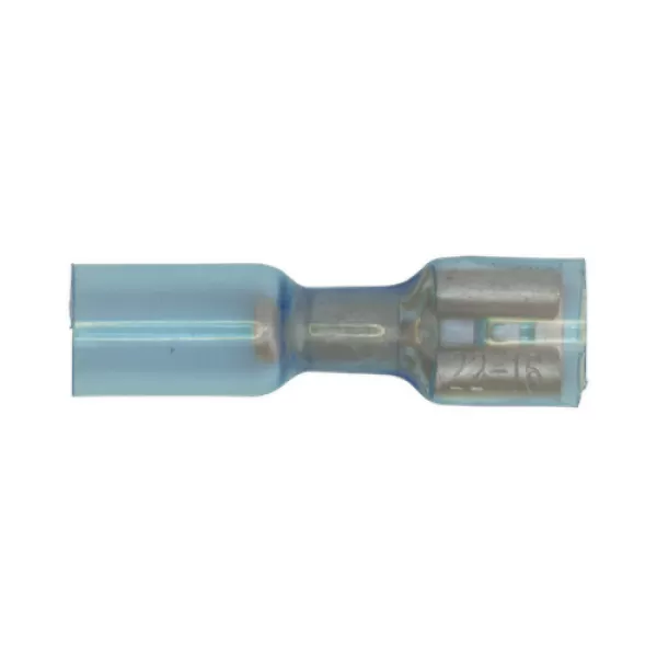 image of Sealey BTSPF25 Heat Shrink Push-On Terminal 6.4mm Female Blue Pack of 25