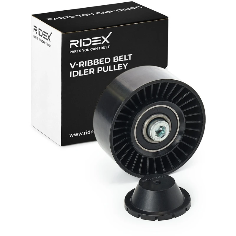 Image of RIDEX 312D0107 Idler Pulley Plastic Deflection/Guide Pulley,v-ribbed belt (312)