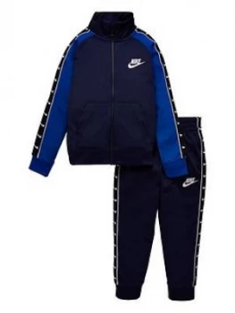 Image of Nike Sportswear Younger Boys Swoosh Taped Tricot Tracksuit - Navy, Size 5-6 Years
