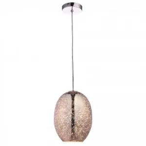 Image of 1 Light Pendant Chrome Holographic Glass, Chrome Plate, E27