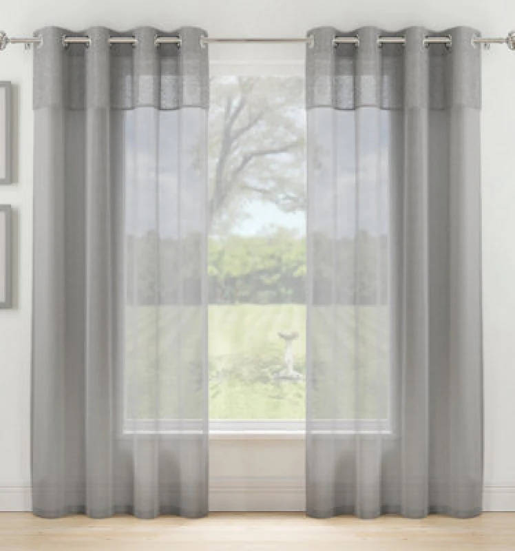 Image of The Very Collection Girona Eyelet Textured Top Border Panel Pair Grey WH5D6 Unisex