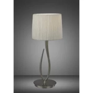Image of Table lamp Lua 1 Bulb E27, satin nickel Large with white shade