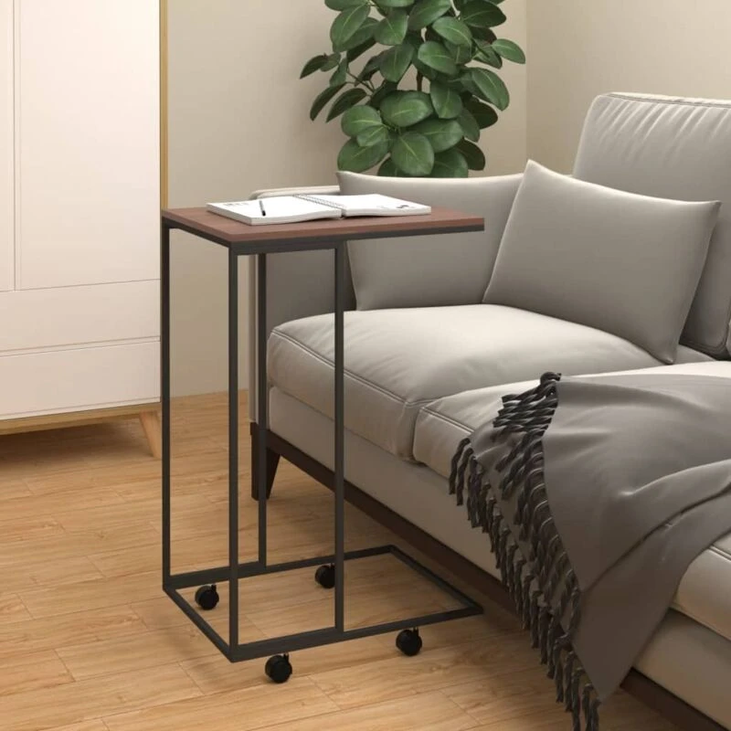 Image of VIDAXL Side Table with Wheels Black 40x30x63.5cm Engineered Wood Vidaxl 8720286933565