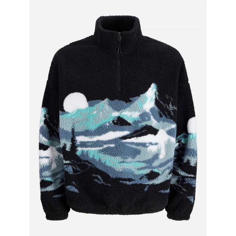 Image of Jack and Jones Bear Mountain Teddy Fleece Half Zip Top Mens Black mountain male XL