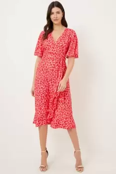 Image of Pink Animal Print Wrap Dress
