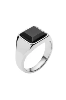 image of Black Onyx Stainless Steel Signet Ring