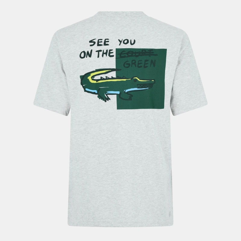 Image of Lacoste Mens Crew Neck T-Shirt Silver Chine male S