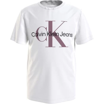 Image of Calvin Klein Junior Monogram T Shirt - Wht/Orchid 0JZ