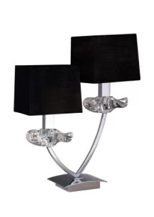 image of Akira Table Lamp 2 Light E14, Polished Chrome with Black Shades