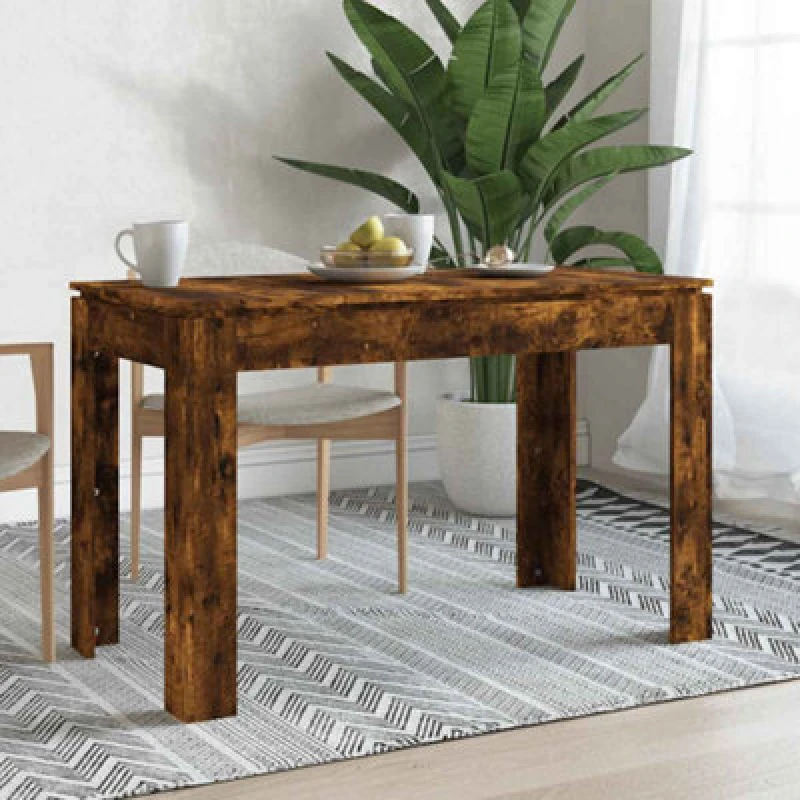 Image of Vidaxl Dining Table Smoked Oak 120X60X76cm Engineered Wood, Brown 815387