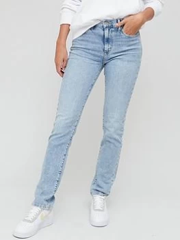 Image of Levis 724 High Rise Straight Leg Jean - Light Blue Size 26, Inside Leg 32, Women