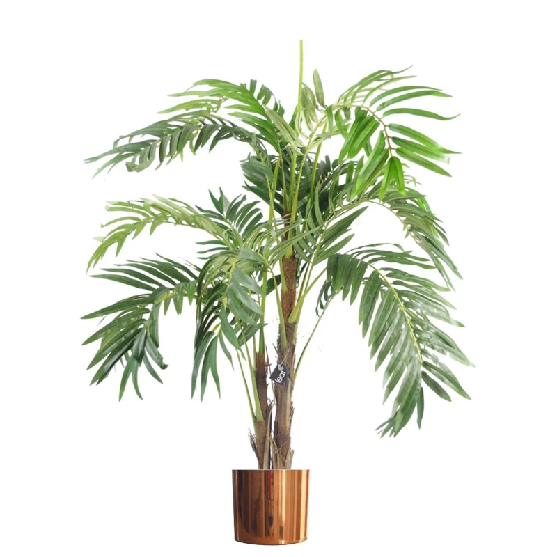 Image of Leaf Design 120cm Premium Artificial Palm Tree with Pot with Copper Metal Planter