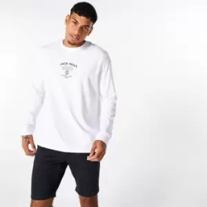 Image of Jack Wills Long Sleeve Globe T-Shirt - White