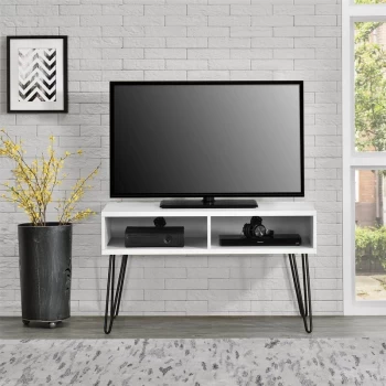 image of Alphason - Owen White TV Stand With Black Hair Pin Legs For Up To 42' TVs