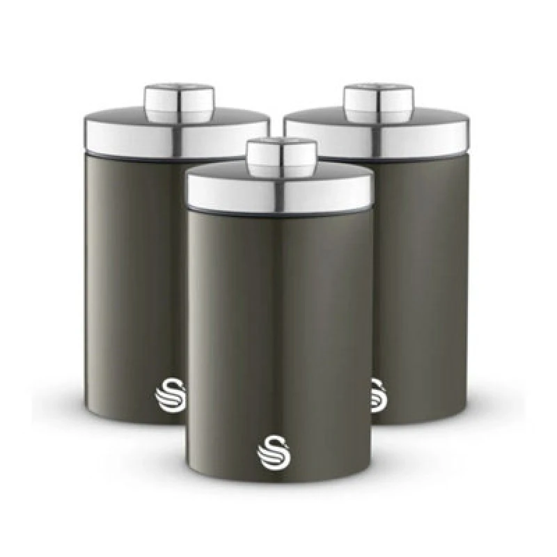Image of Swan Townhouse Set of 3 Canisters Grey