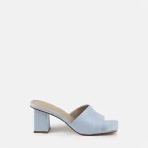 image of Missguided Square Toe Block Heel Mule - Blue