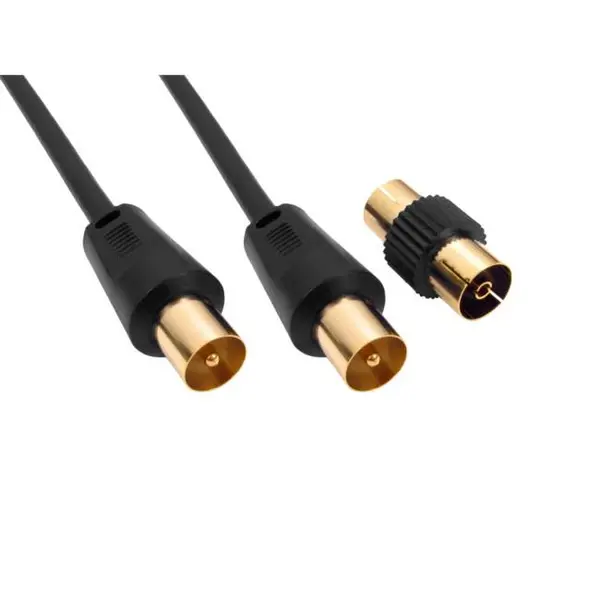 Image of TV Coaxial Cable Male to Male with Female to Female Coupler 20 Metre (Black)